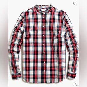 J.Crew Factory Tartan button-front top with ruffled collar - Size Small